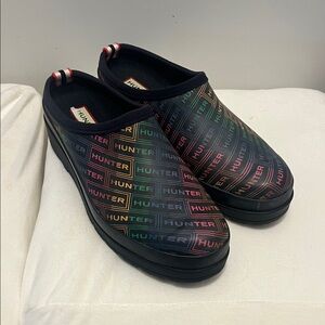 Hunter Black Slip-On Shoes with Multicolor Logo